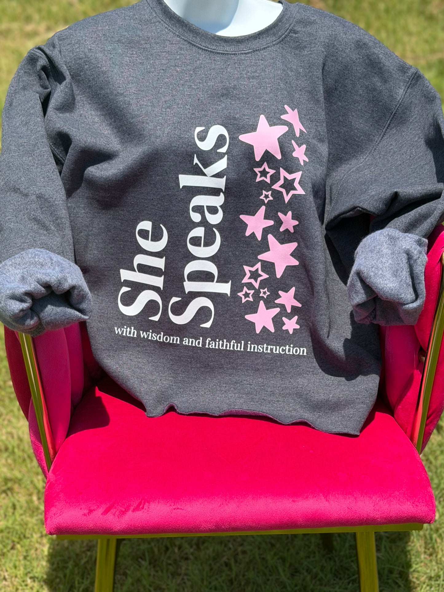 She Speaks Dark Grey Signature Crew