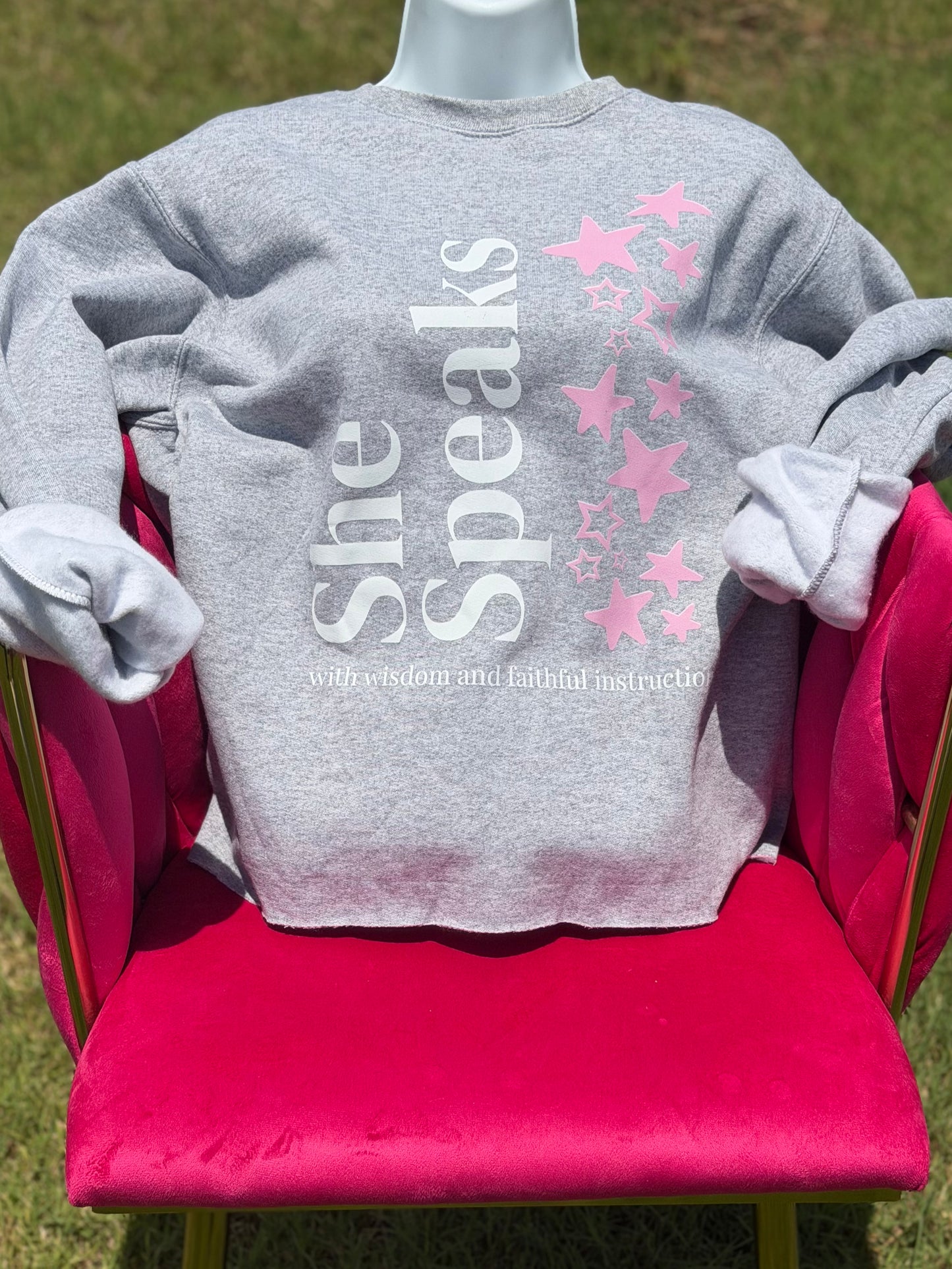 She Speaks Light Grey Signature Crew