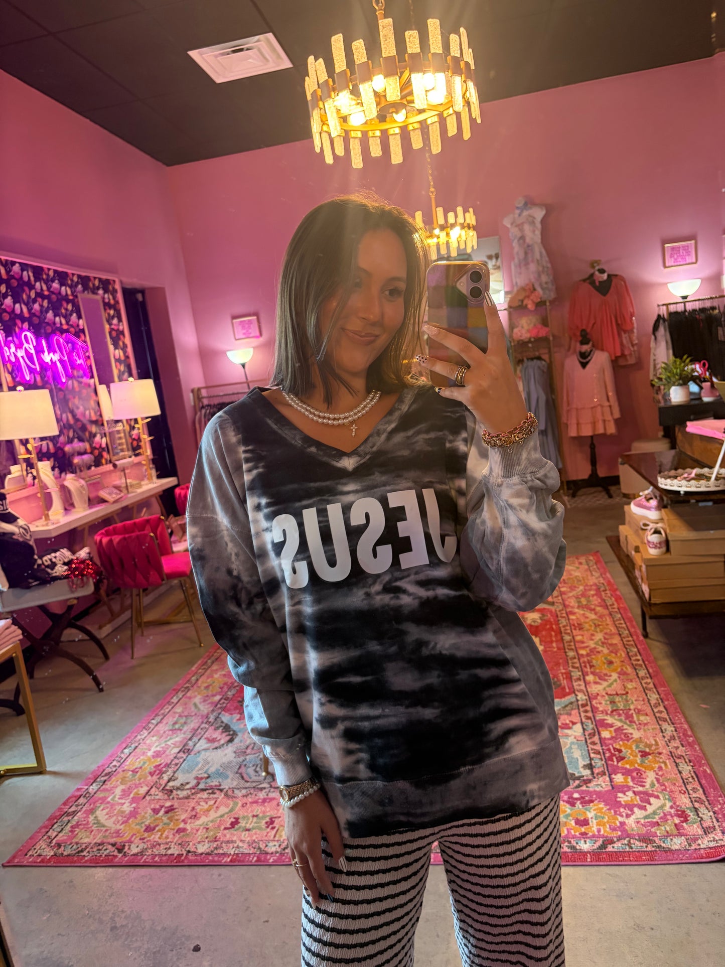 JESUS Tie Die Sweater