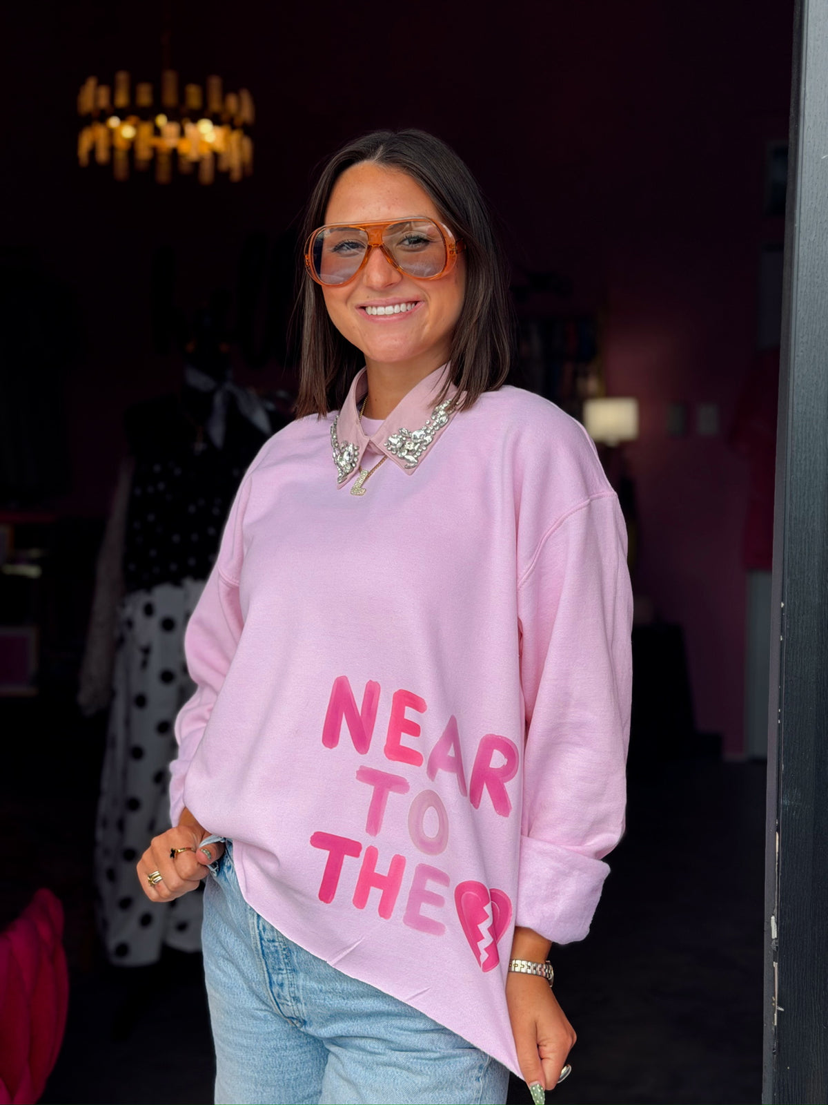 Pink Near to Broken Hearted Signature Crew