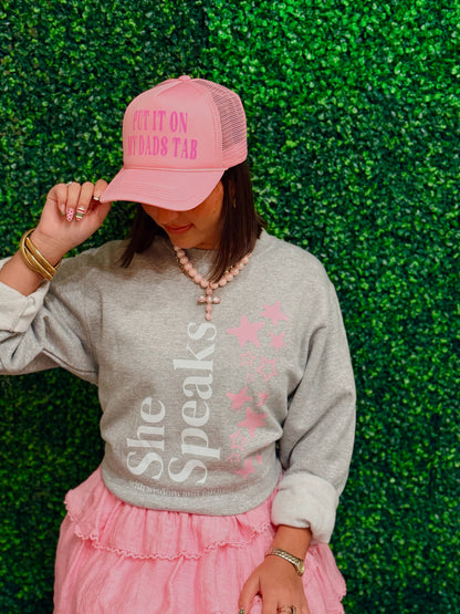 She Speaks Light Grey Signature Crew